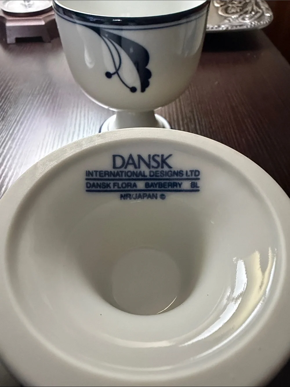 Dansk (4) Pc. Pedestal Goblets.  Two Flora Bayberry & two Bistro.